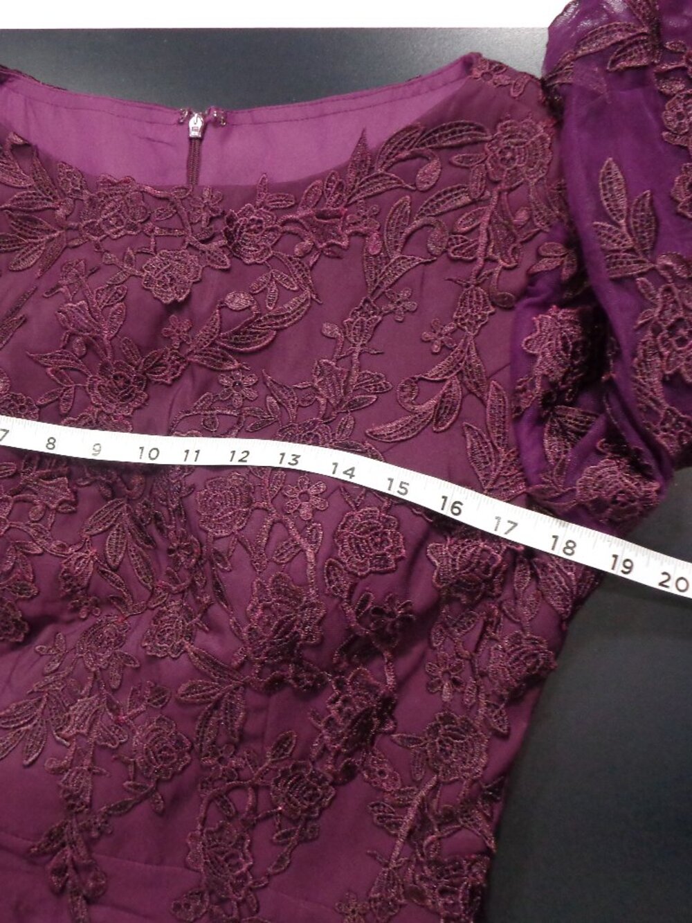 MISSACC Womens Purple 3/4 Sleeve Lace Embroidery Formal Evening Gown Sz M - NWT - Picture 7 of 11